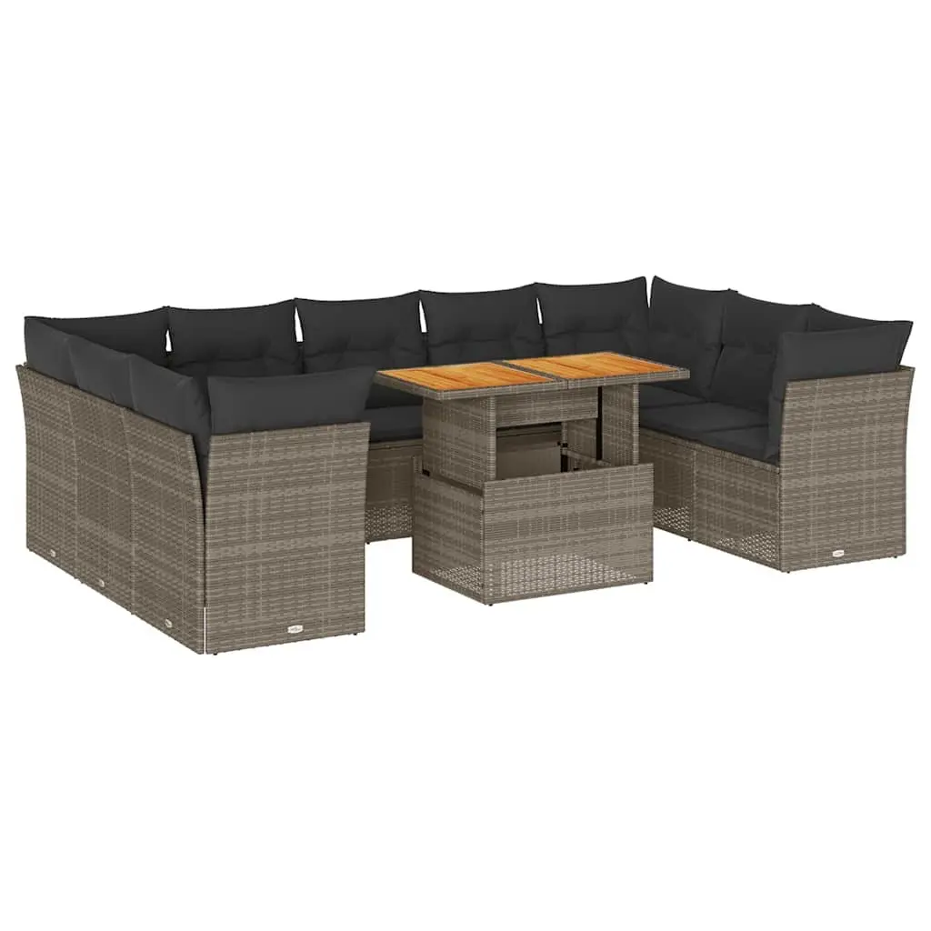 Garden Sofa Set 10 Piece Outdoor Furniture Grey Poly Rattan Patio Modular Lounge
