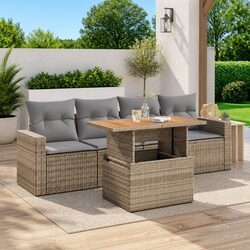 5-Piece Outdoor Garden Sofa Set with Adjustable Table