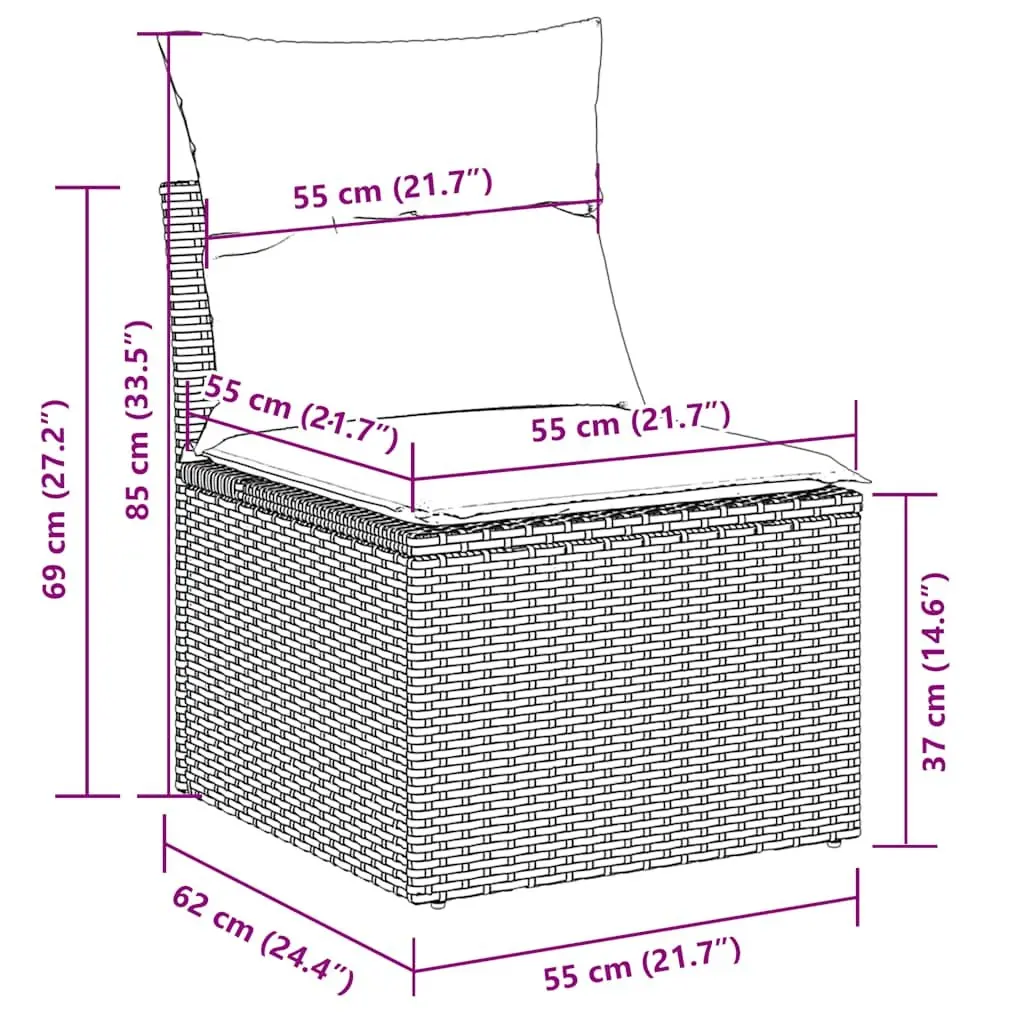 Garden Sofa Set 5 Piece Outdoor Furniture Grey Poly Rattan Patio Seating with