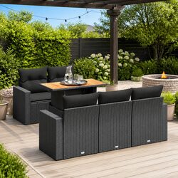 Modular 6-Piece Garden Sofa Set in Black