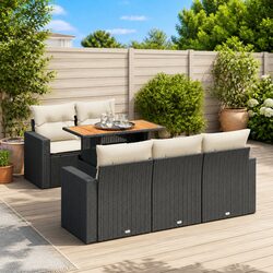 Compact Black Outdoor Sofa Set - 6 Pieces Included