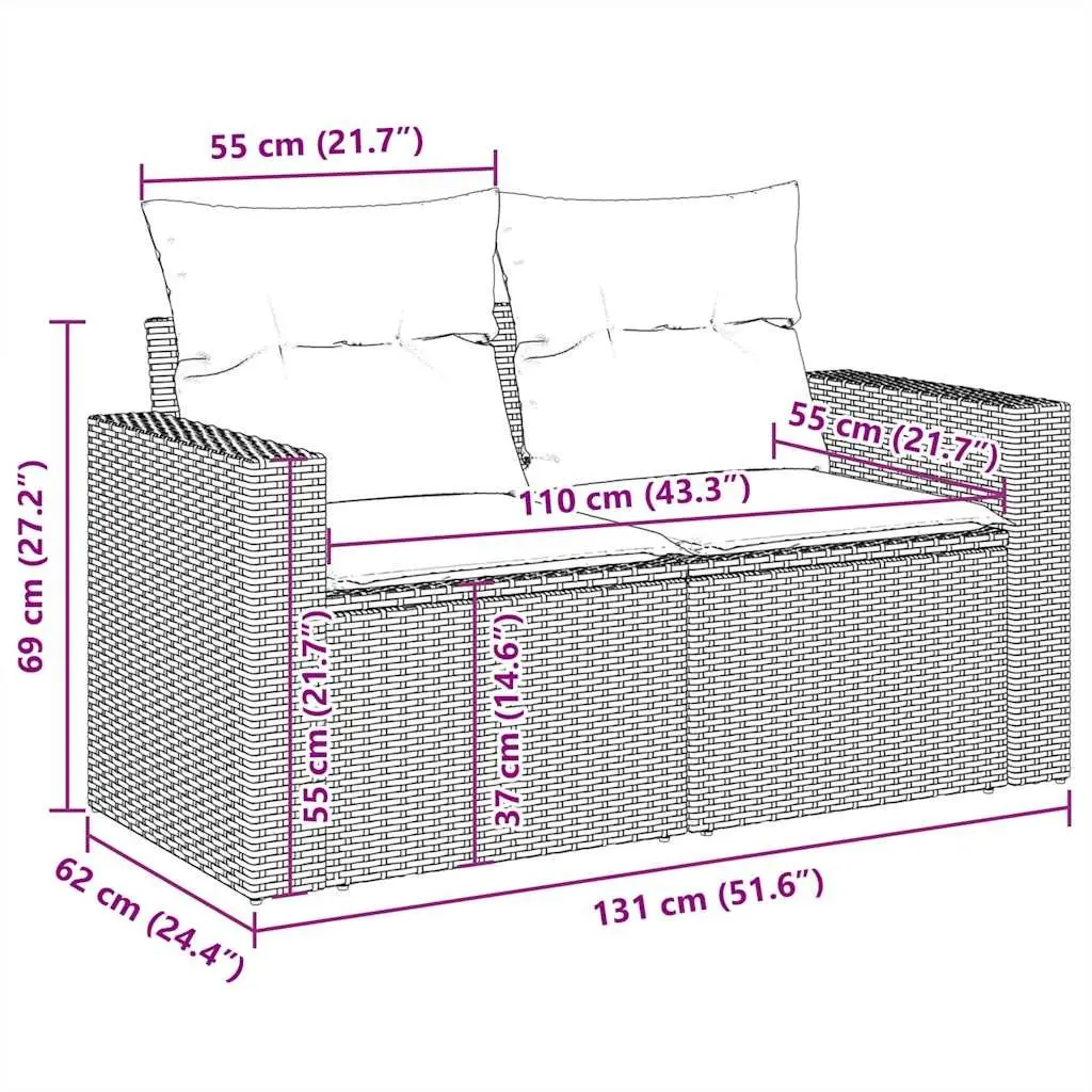 Garden Sofa Set Grey 7 Piece Modular Outdoor Furniture with Storage Cushions