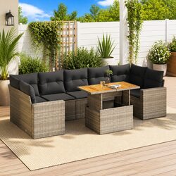 Efficient and Stylish 8-Piece Grey Rattan Sofa Set for Outdoors