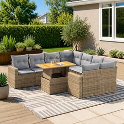 Concise and Reliable 9 Piece Garden Sofa Set in Beige