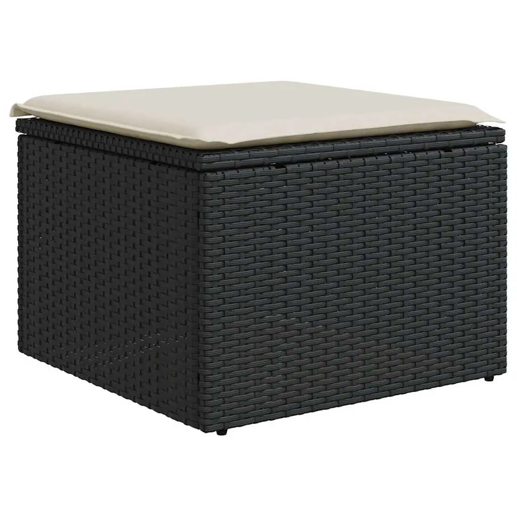 Garden Sofa Set Black 6 Piece Modular Outdoor Furniture with Adjustable Table and Storage Compartment