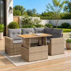 5-Piece Beige Garden Lounge Set for Your Outdoor Space