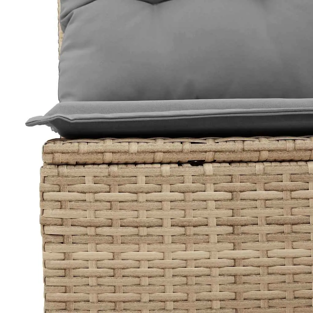 Garden Sofa Set 5 Piece Outdoor Furniture Beige Poly Rattan Patio Lounge with