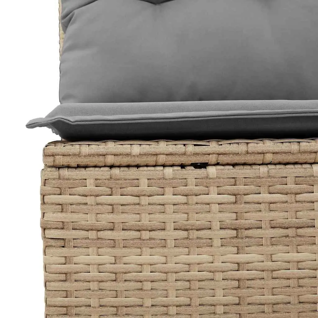 7 Piece Garden Sofa Set Beige Poly Rattan Outdoor Furniture Patio Cushions