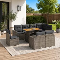Stylish 9 Piece Outdoor Garden Sofa Set with Features