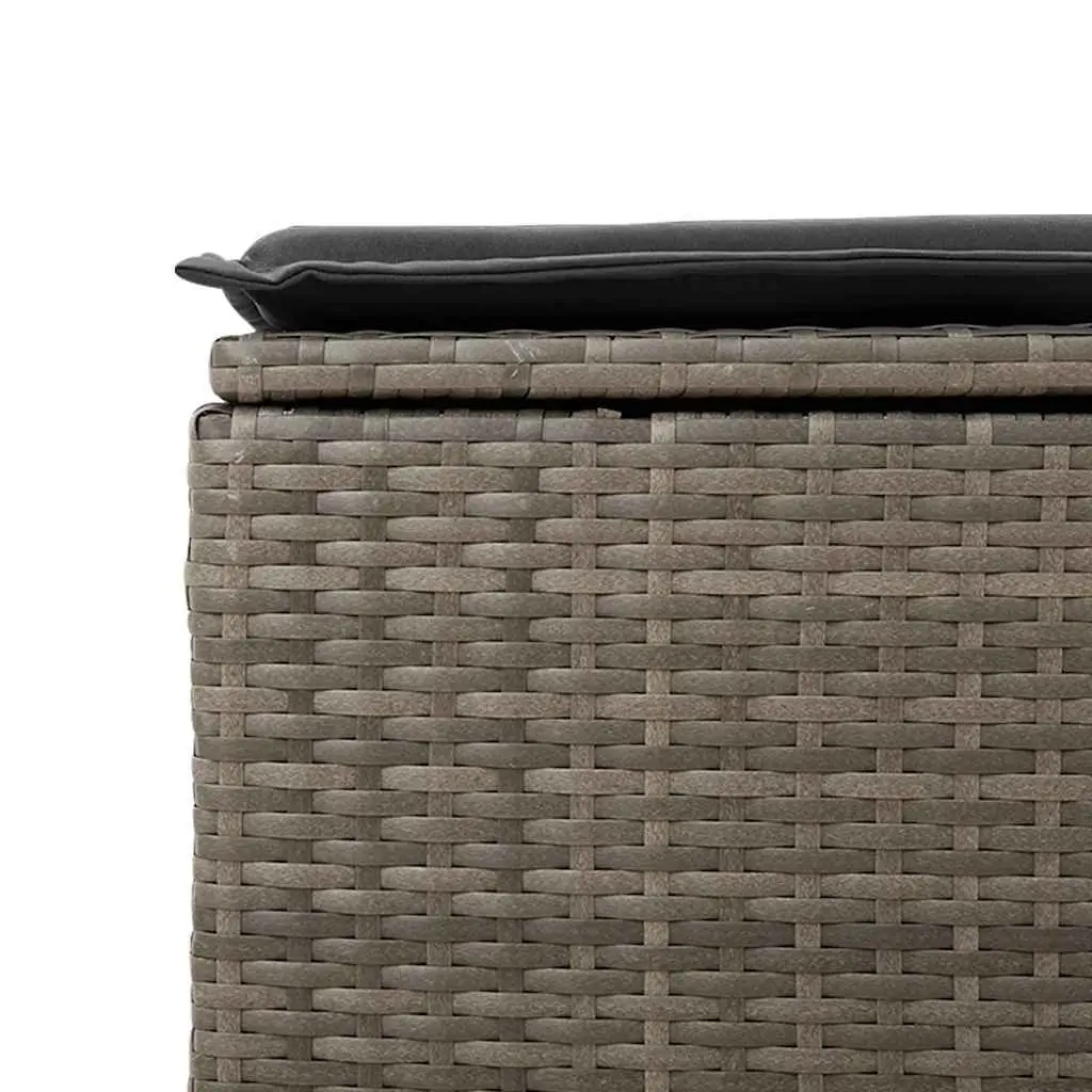 7 Piece Garden Sofa Set Outdoor Furniture with Storage Cushions Grey Poly Rattan