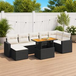 8 Piece Black Rattan Garden Sofa Set