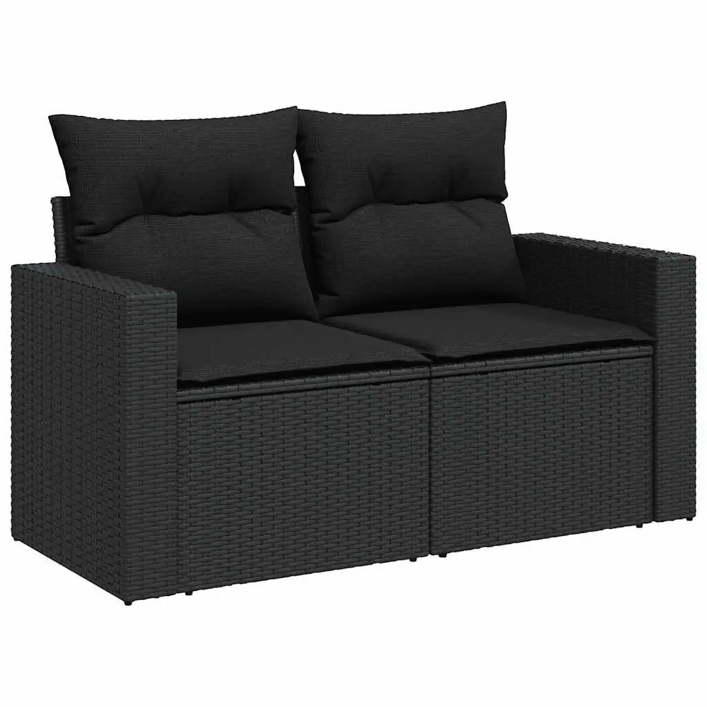 Garden Sofa Set 10 Piece Outdoor Patio Furniture Black Poly Rattan Modular with