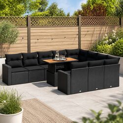 11 Piece Black Garden Sofa Set