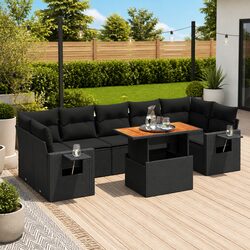 Concise 8-Piece Outdoor Sofa Set - Black Modular Design