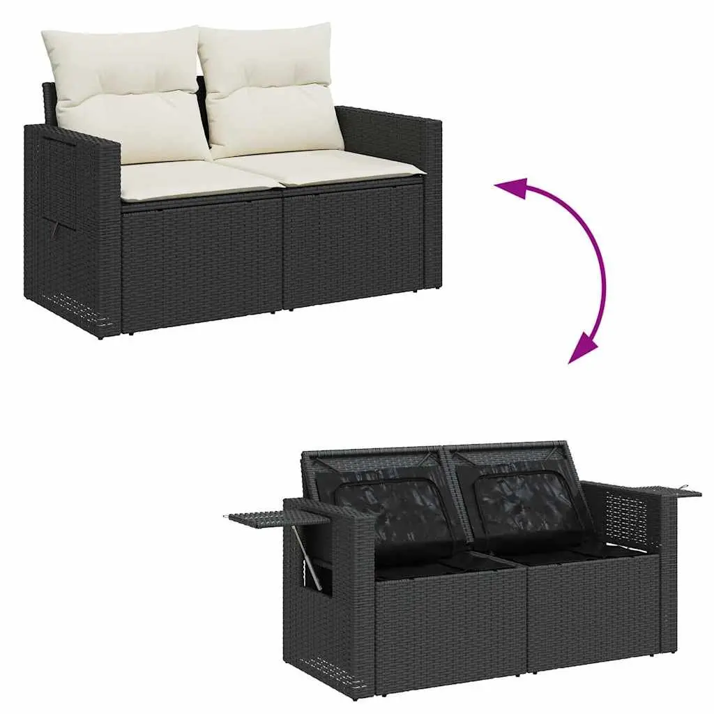 Garden Sofa Set 10 Piece Outdoor Furniture Black Poly Rattan Modular Patio