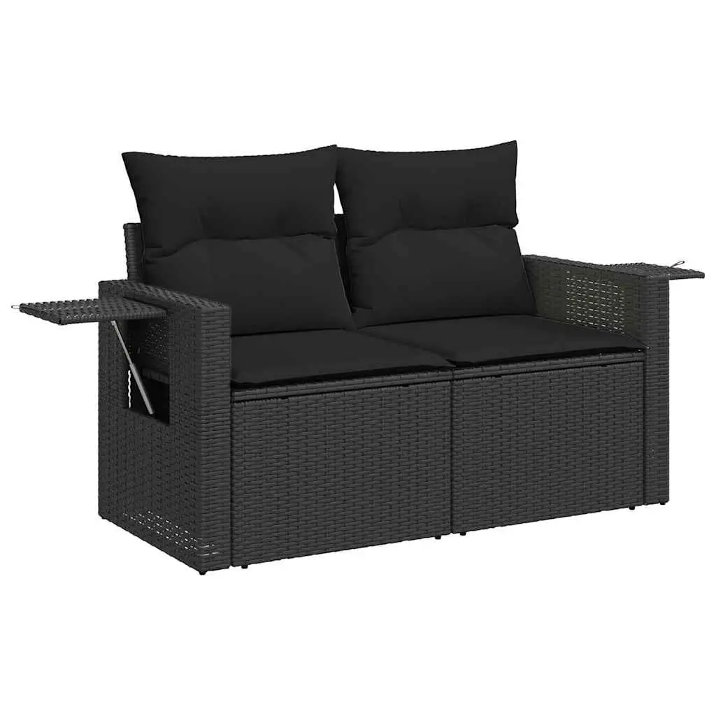 Garden Sofa Set 11 Piece Outdoor Furniture Black Poly Rattan Patio Seating