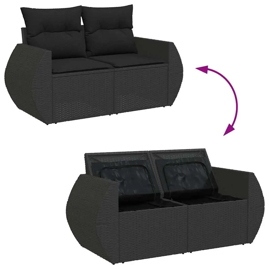 7 Piece Garden Sofa Set with Cushions Black Outdoor Patio Furniture