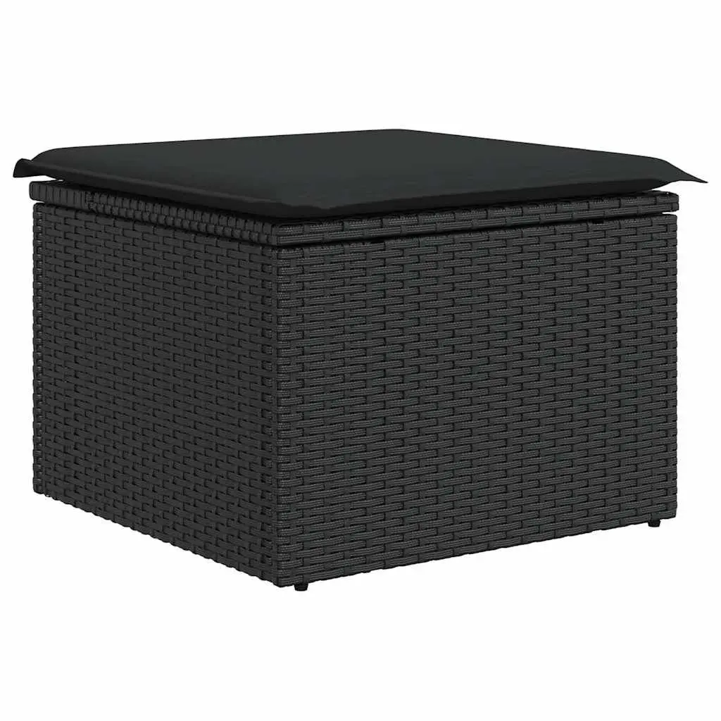 7 Piece Garden Sofa Set Outdoor Patio Furniture Black Poly Rattan with Cushions