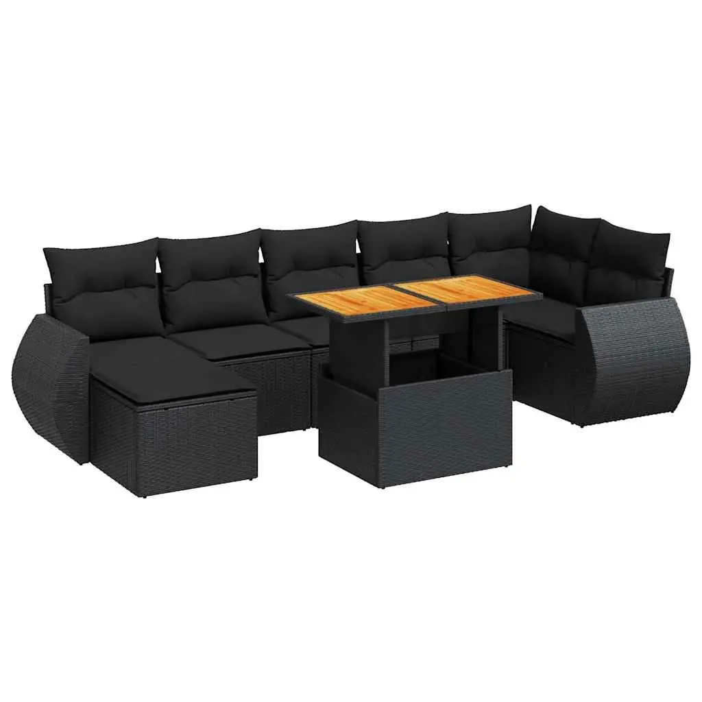 8-Piece Black Garden Sofa Set