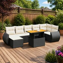 8-Piece Modular Garden Sofa Set in Black for Outdoors