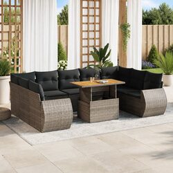 Garden Sofa Set 10 Piece Outdoor Furniture Grey Poly Rattan Modular Patio