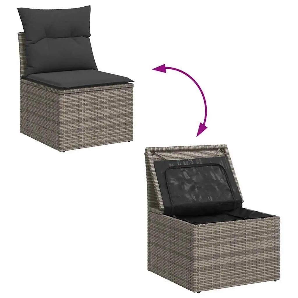 Garden Sofa Set 10 Piece Outdoor Furniture Grey Poly Rattan Modular Patio