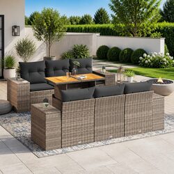 7 Piece Outdoor Garden Sofa Set with Adjustable Table