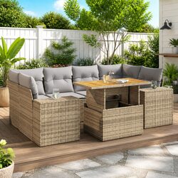 Concise 7 Piece Garden Sofa Set with Storage Options