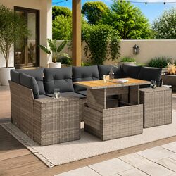 7-Piece Outdoor Sofa Set in Grey — Modular Design