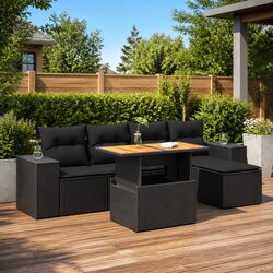6 Piece Garden Sofa Set with Cushions for Outdoors