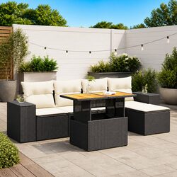 6-Piece Black Garden Sofa Set