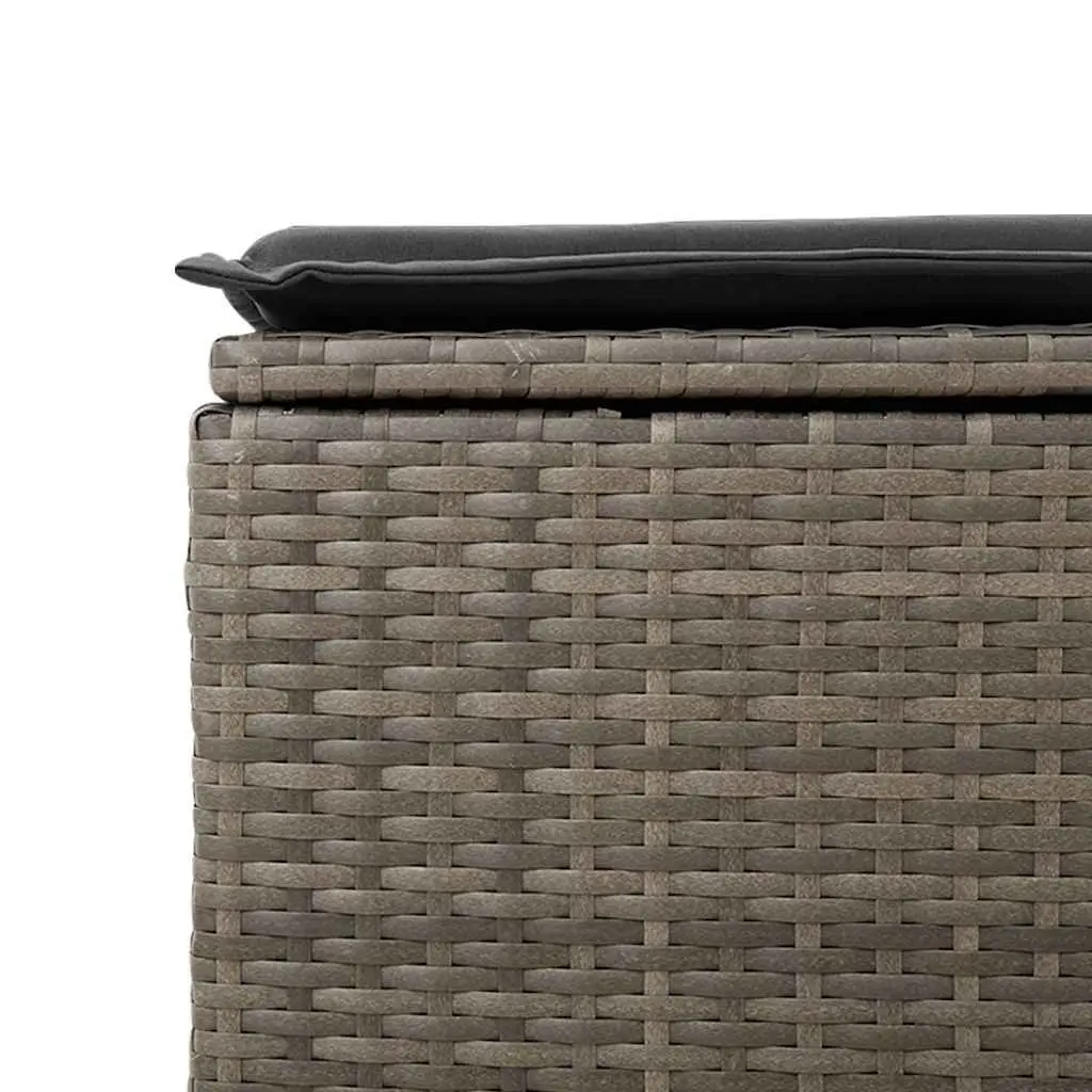 Garden Sofa Set Grey 6 Piece Outdoor Furniture Patio Modular PE Rattan with Storage Compartment Adjustable Tabletop