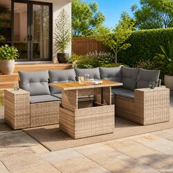 Concise 6 Piece Garden Sofa Set with Cushions