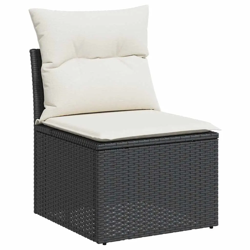 7 Piece Garden Sofa Set Outdoor Furniture Black Poly Rattan Patio Lounge with