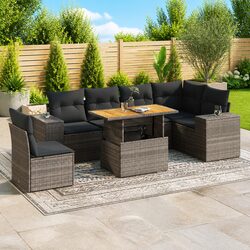 Concise 7 Piece Grey Patio Sofa Set with Storage