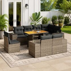 Efficient 9-Piece Modular Garden Sofa Set - Grey