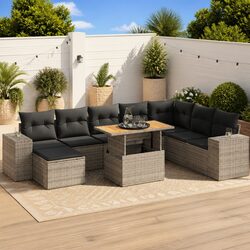 9 Piece Outdoor Sofa Set with Cushions