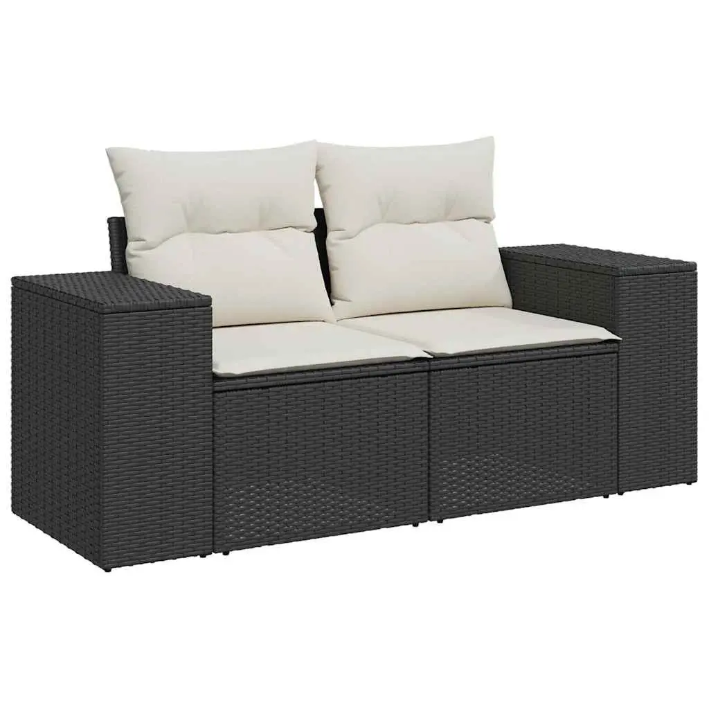 Garden Sofa Set 10 Piece Outdoor Furniture Black Poly Rattan Modular Patio