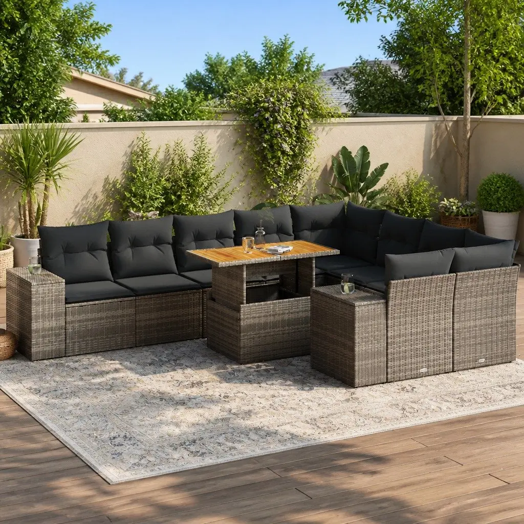 Garden Sofa Set 10 Piece with Removable Covers