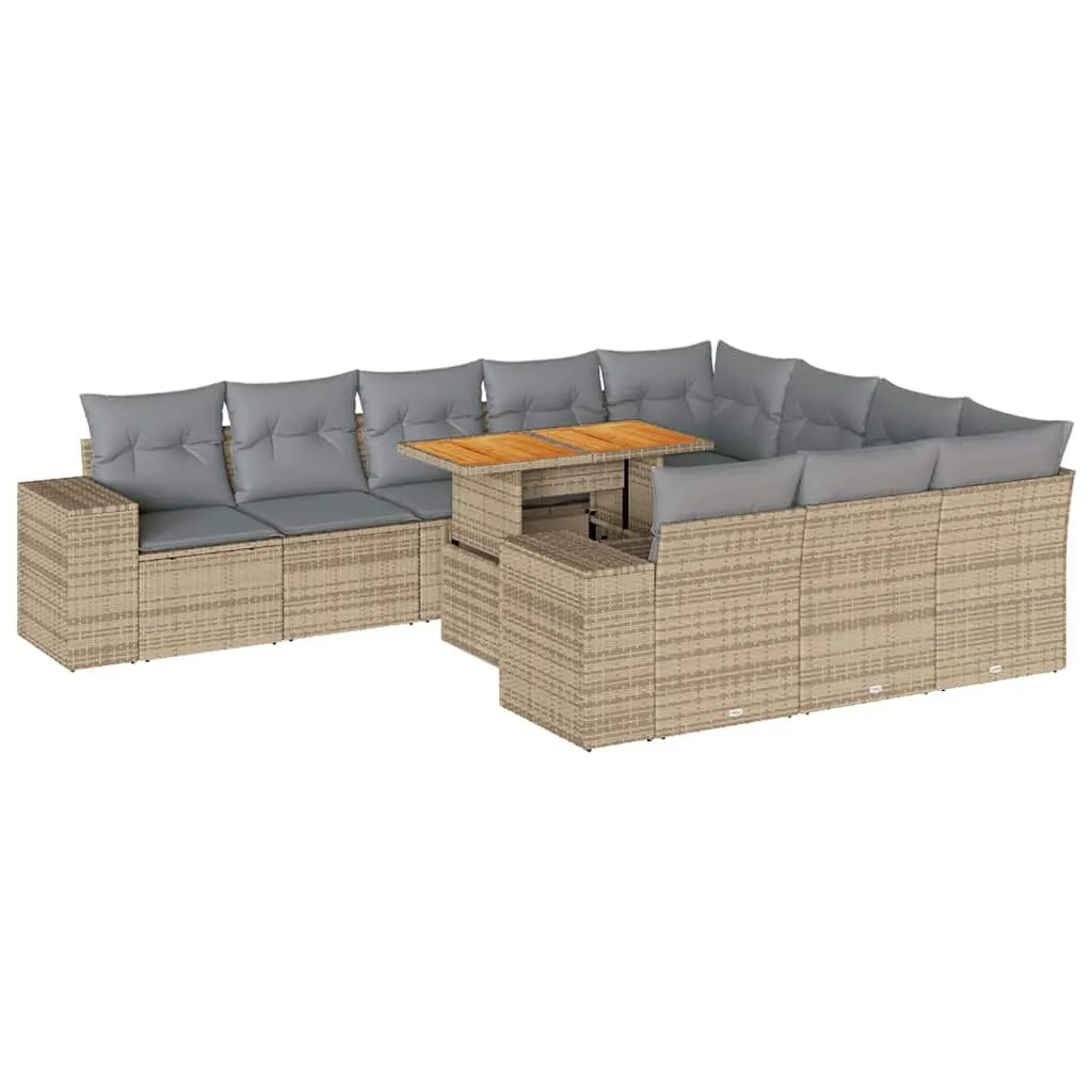 Garden Sofa Set 10 Piece Outdoor Furniture Beige Modular Cushions Storage Patio