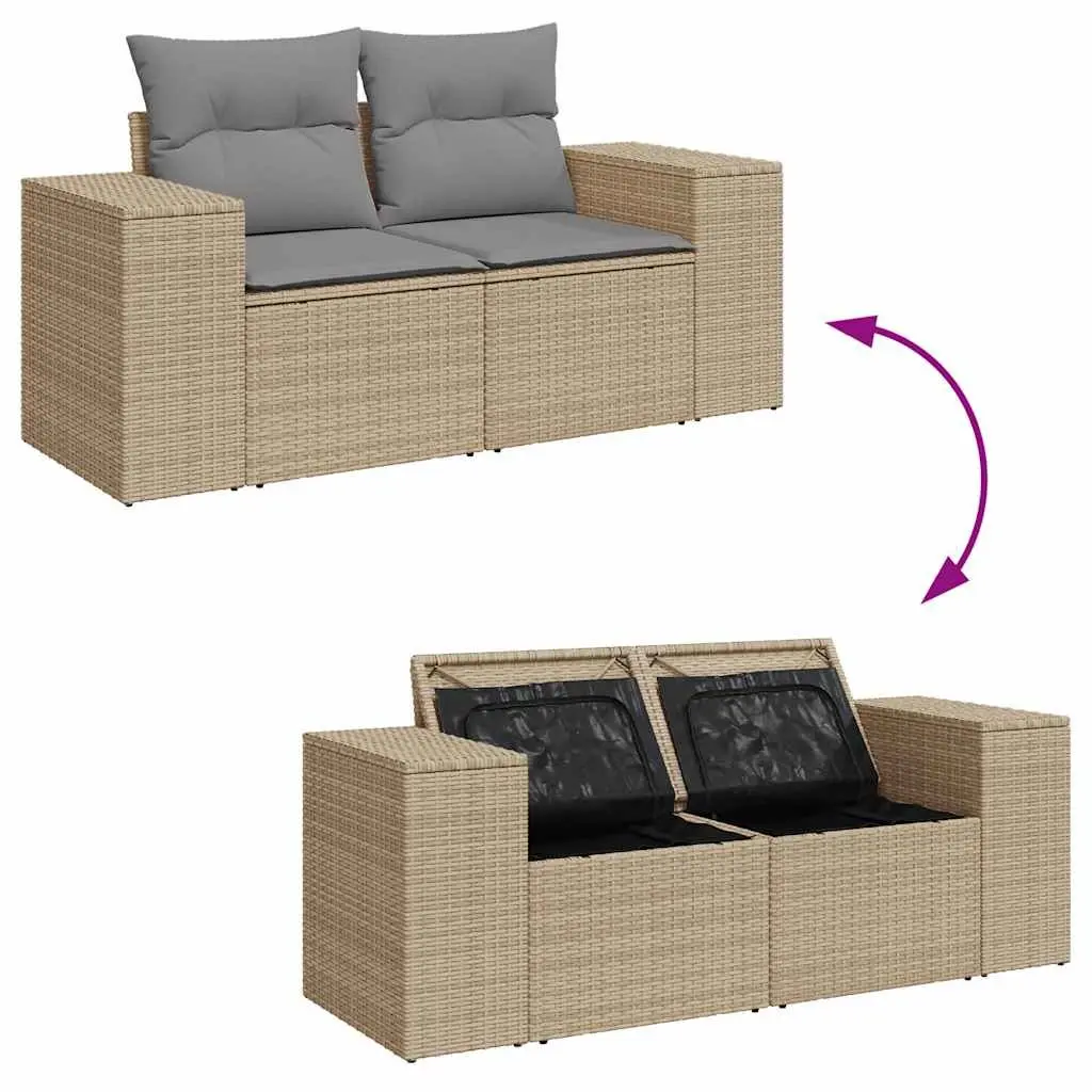 Garden Sofa Set 10 Piece Outdoor Furniture Beige Modular Cushions Storage Patio
