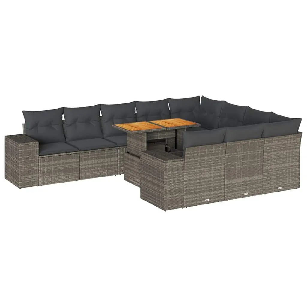 Garden Sofa Set Grey 10 Piece Modular Outdoor Furniture with Cushions