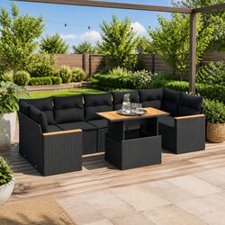 7 Piece Black Garden Sofa Set - Perfect for Outdoor Spaces