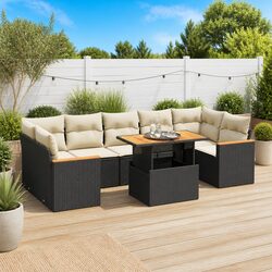 7 Piece Black Sofa Set for Outdoors