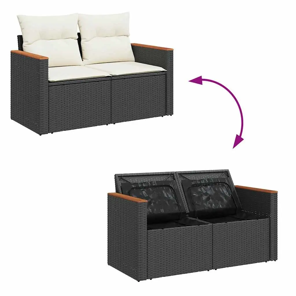 Garden Sofa Set 6 Piece Outdoor Patio Furniture Black Rattan Modular Seating