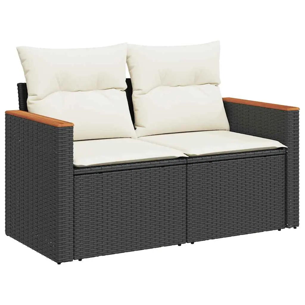 Garden Sofa Set 6 Piece Outdoor Patio Furniture Black Rattan Modular Seating