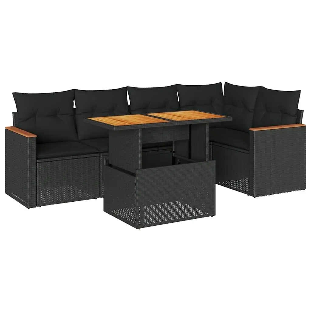 5 Piece Garden Sofa Set with Storage Cushions Black Outdoor Patio Furniture