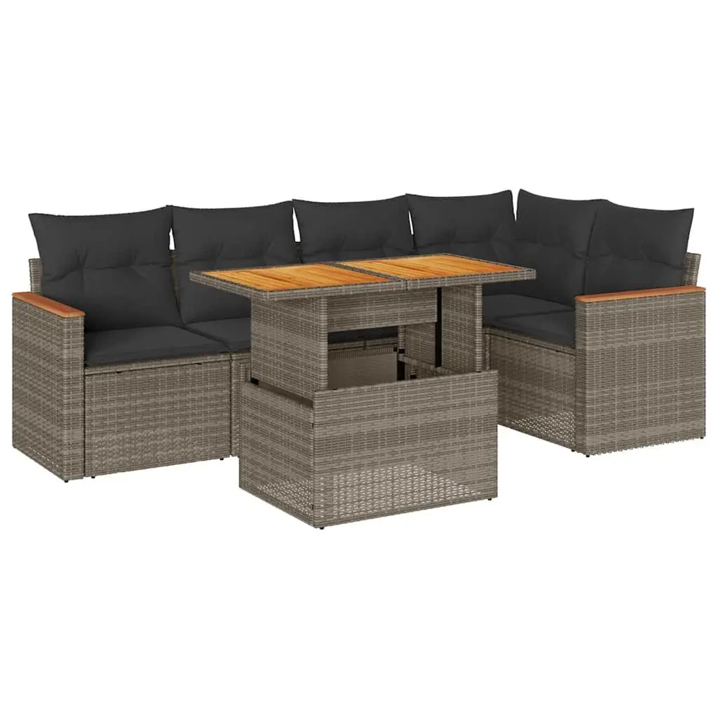 Garden Sofa Set 5 Piece Grey Poly Rattan Outdoor Furniture with Storage Cushions