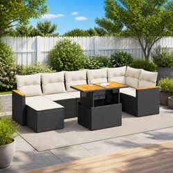 8 Piece Garden Sofa Set with Storage in Stylish Black Rattan