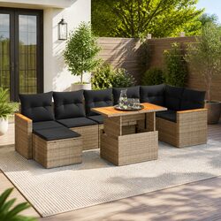 Grey 8-Piece Garden Sofa Set with Cushions